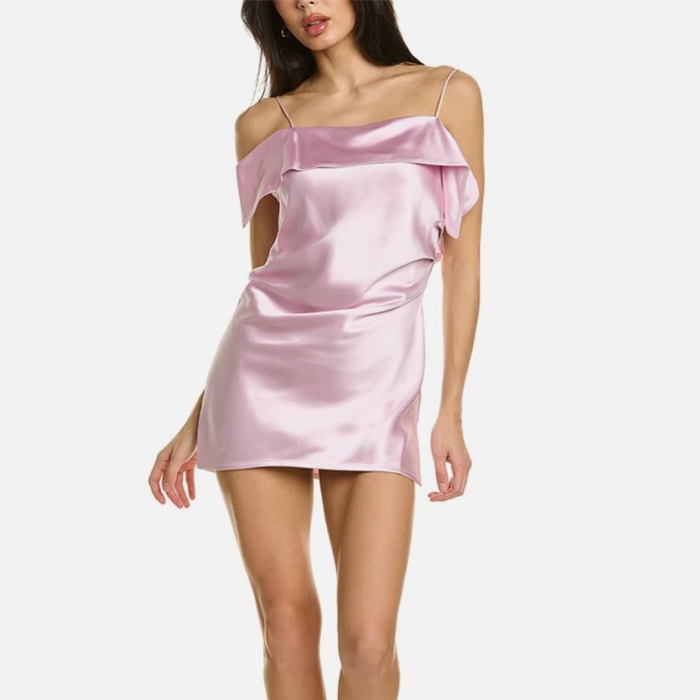 NWT HELMUT LANG size 2 draped satin silk trim top. Never worn